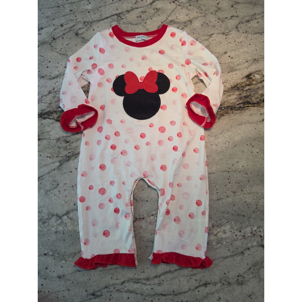 Abby & Evie toddler 2 Minnie Mouse‎ Romper polka dots